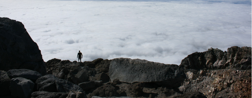 Overlooking the crater lip